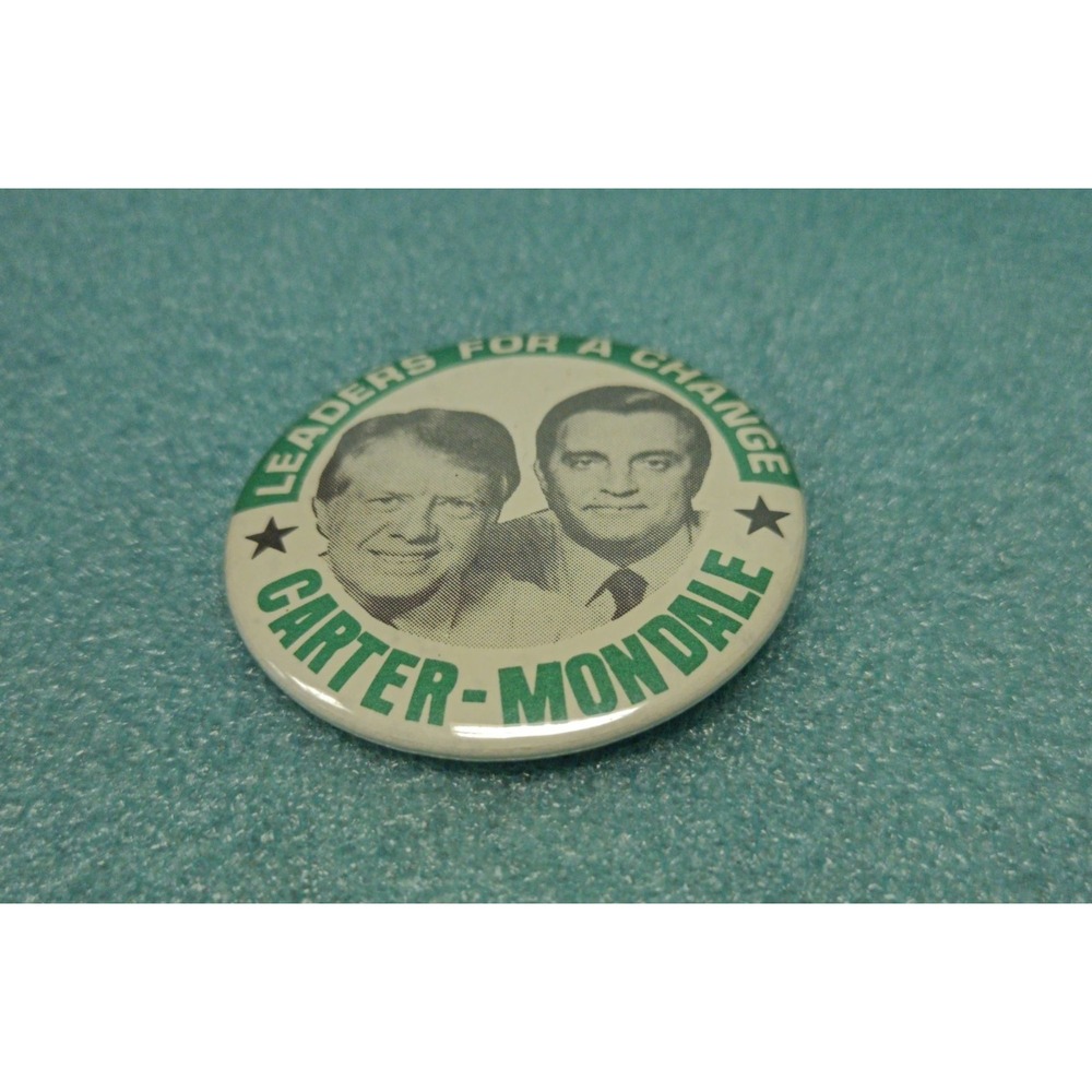 Carter-Mondale Leaders For A Change Political Campaign Pinback Button 2.25"